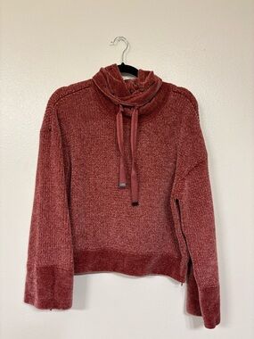 Prana Chenille Cowl-Neck Pullover in Rust